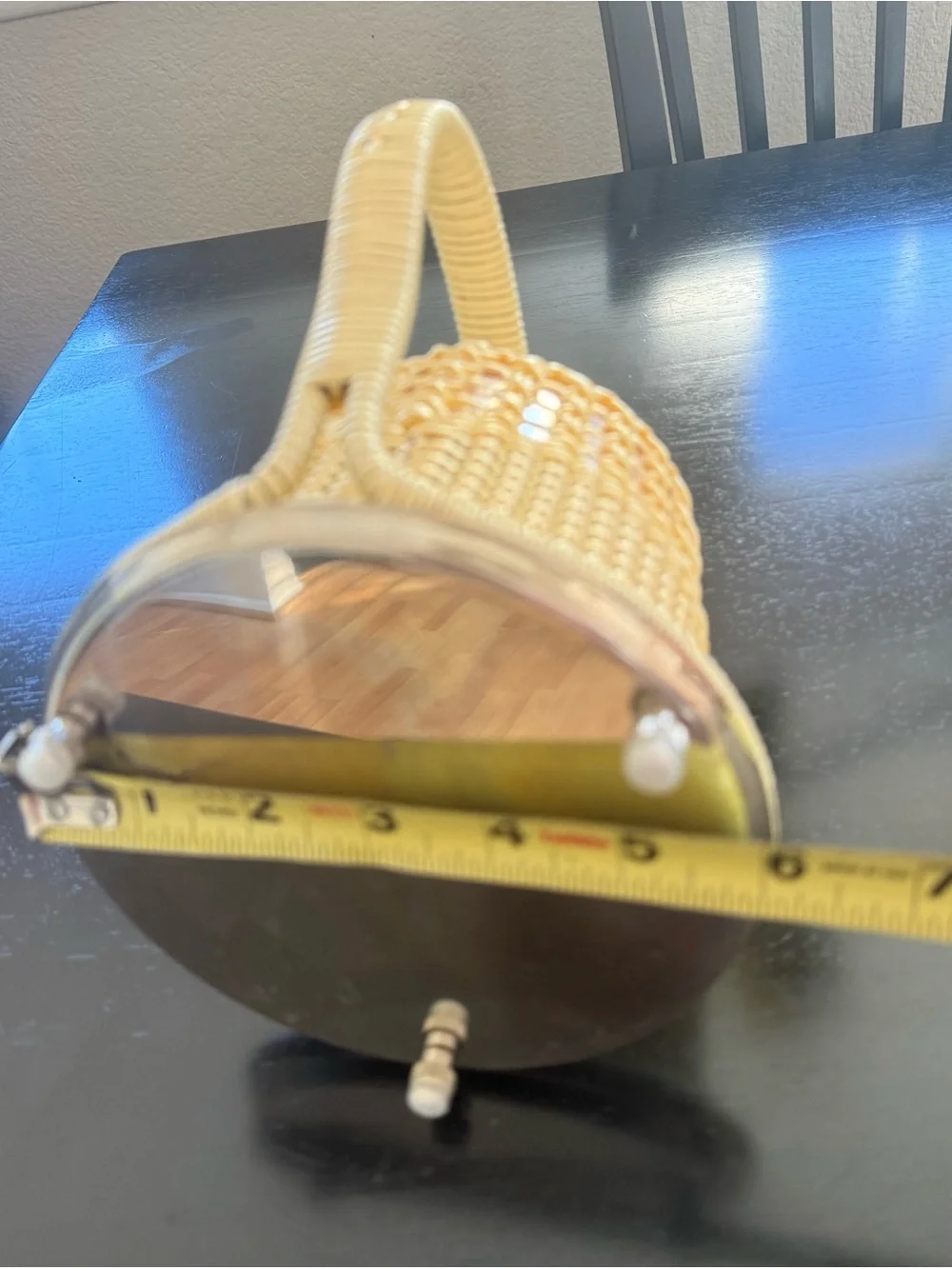 Yellow Woven Rattan Carafe with Stainless Top Thermos in